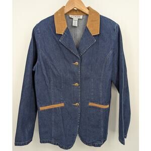 J.G. Hook Women’s Denim Jacket Size 10 Corduroy Collar 100% Cotton Vintage Y2K